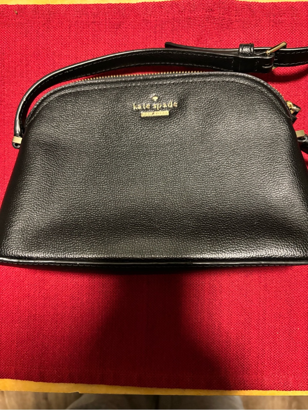 kate spade Black Pebbled Leather Dome Crossbody with Gold Logo with COA